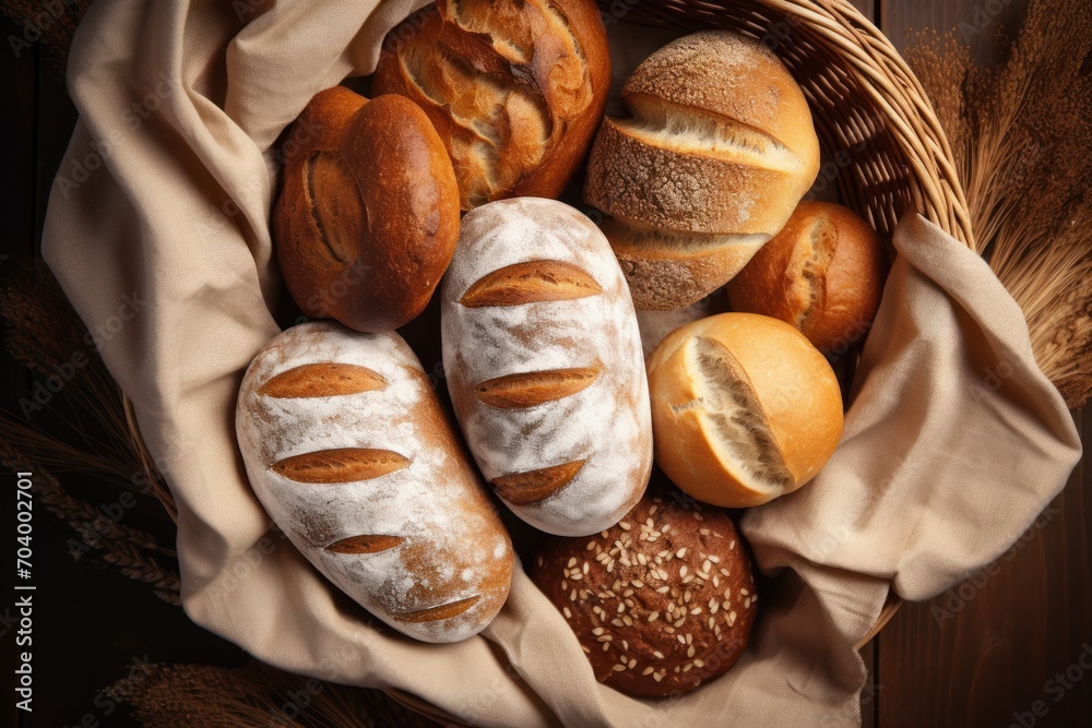 a basket filled with loaves of bread next to a basket of loaves of loaves of bread next to a basket of loaves of loaves of loaves of loaves. a basket filled with loaves of bread next to a basket of loaves of loaves of bread next to a basket of loaves of loaves of loaves of loaves.
