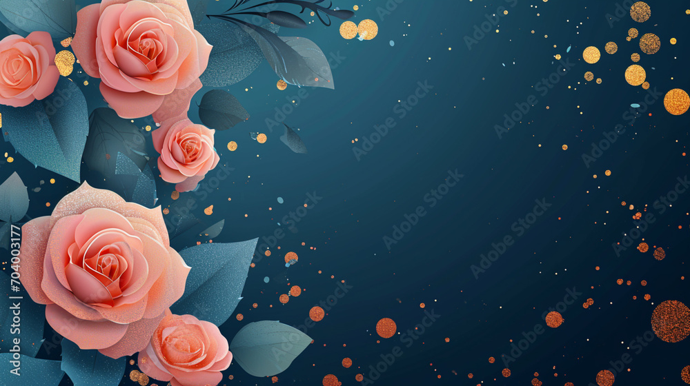 2024 Valentine's Day rose blue bokeh background banner, copy paste for text 2024 Valentine's Day rose blue bokeh background banner, copy paste for text