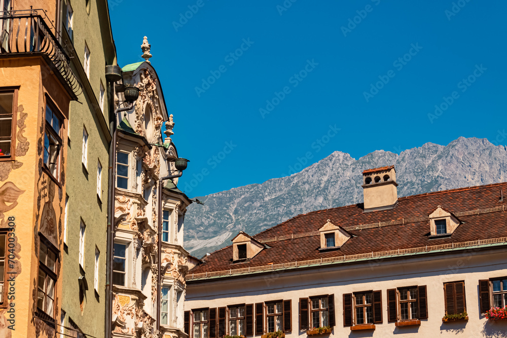 Obraz premium Old buildings on a sunny summer day at Innsbruck, Tyrol, Austria