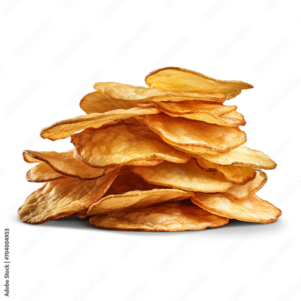 pile of potato chips on transparent background created with Generative Ai pile of potato chips on transparent background created with Generative Ai