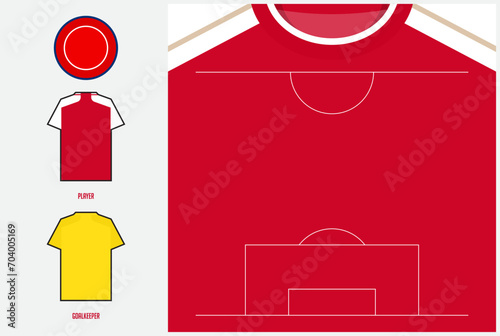 Infographic for football or soccer match lineups formation. Set of football player positions on soccer field. Football kit with soccer jersey icons in flat design. 