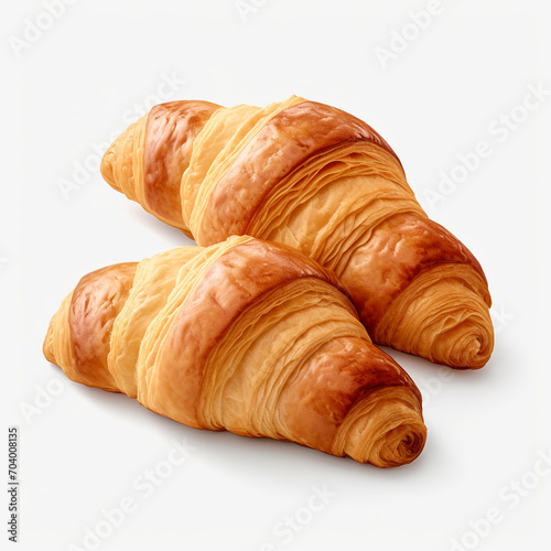 fresh crispy croissants isolated on transparent background created with Generative Ai