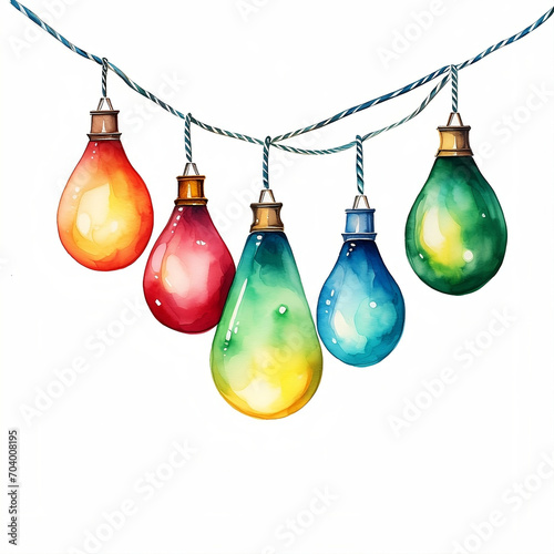 String of Hanging colored glass bulbs-isolated png