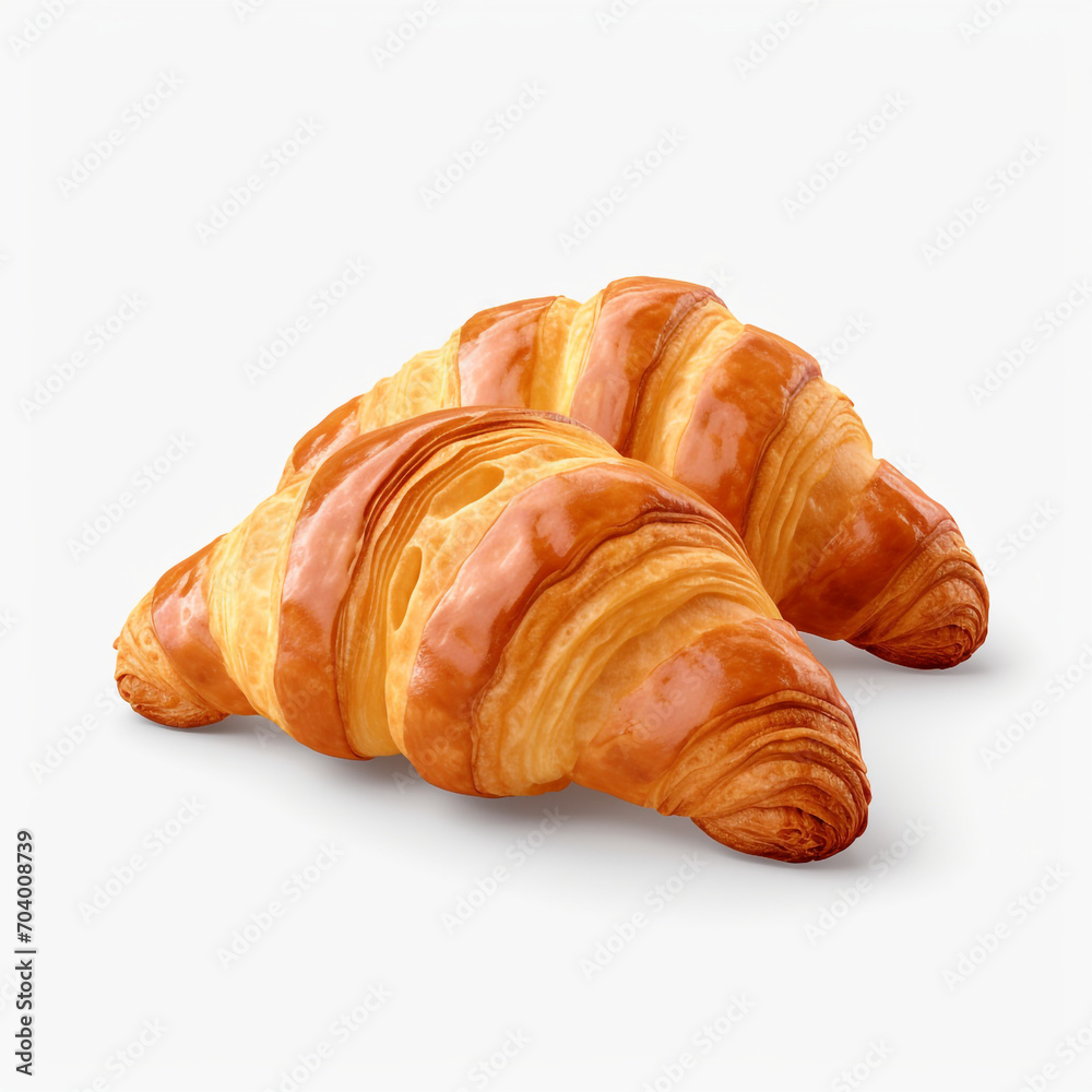 fresh crispy croissants isolated on transparent background created with Generative Ai