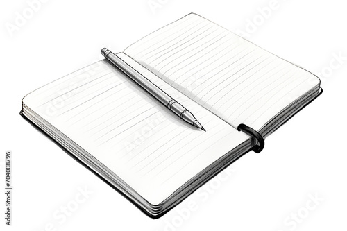 Black hard cover open notebooks on white background in 3d rendering, elevated view transparent background Generative Ai