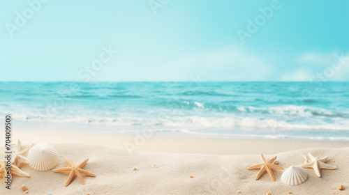 Holidays at the beach background banner with space for text © Alicia