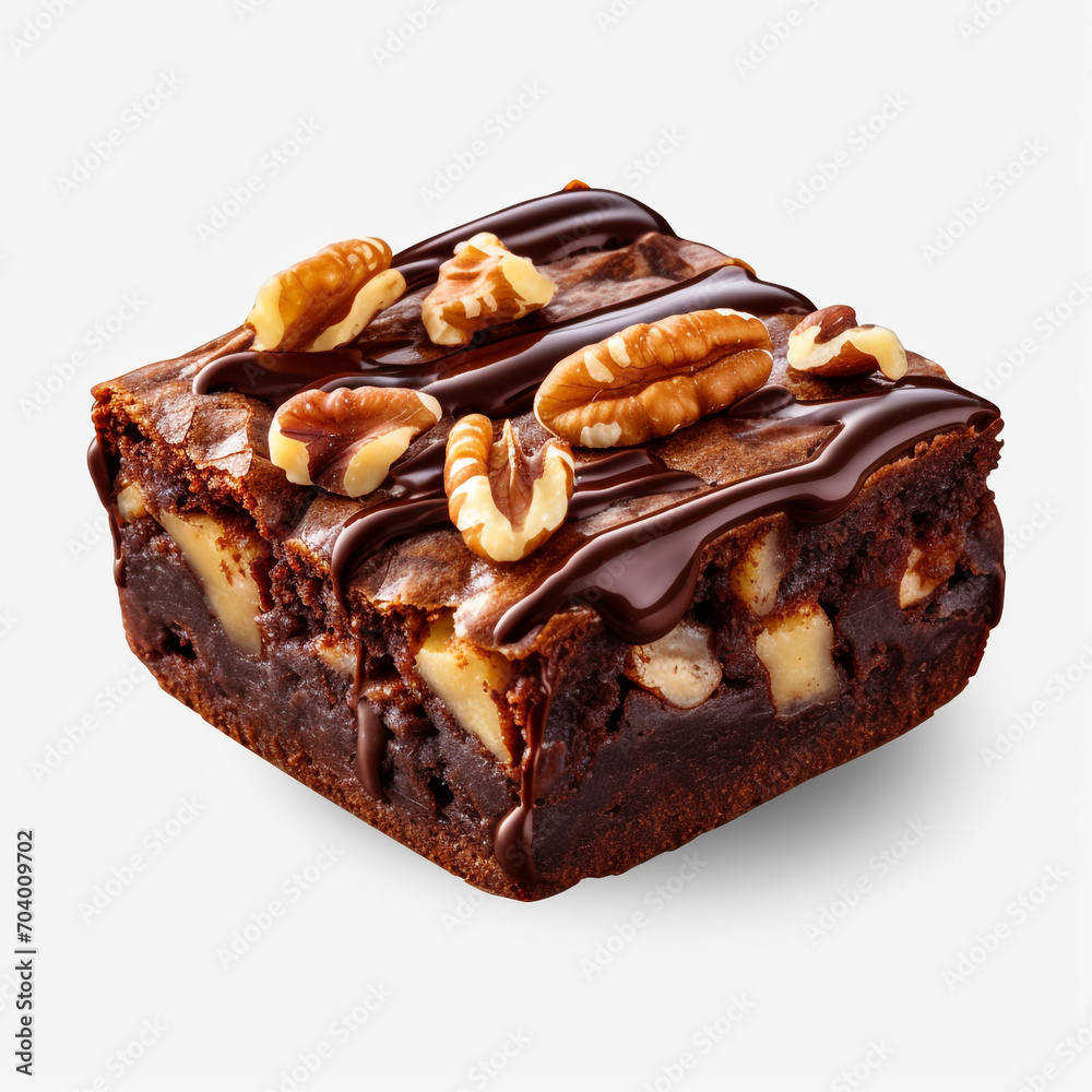 delicious and fresh brownie with nuts on transparent background created with Generative Ai delicious and fresh brownie with nuts on transparent background created with Generative Ai