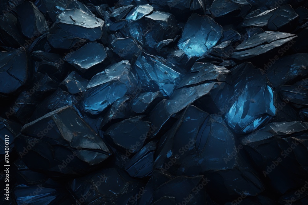  a pile of blue crystals sitting on top of a pile of other blue crystals on top of a pile of other blue crystals on top of a pile of blue rocks.