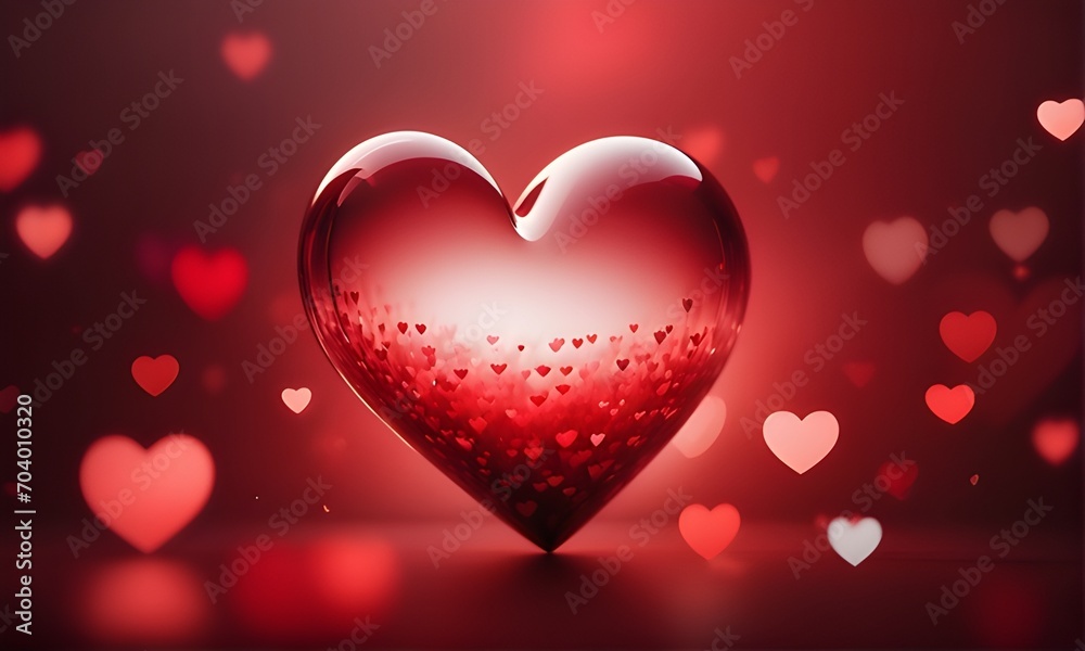 Valentine's Day background banner, Soft red heart-shaped bokeh background. Generative AI.