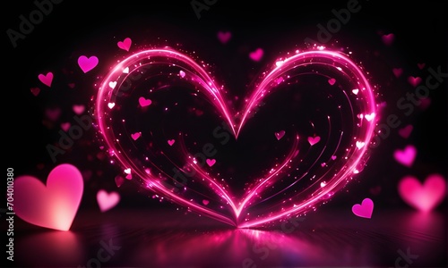 Glowing  colorful pink Valentine s background. copy space. Generative AI