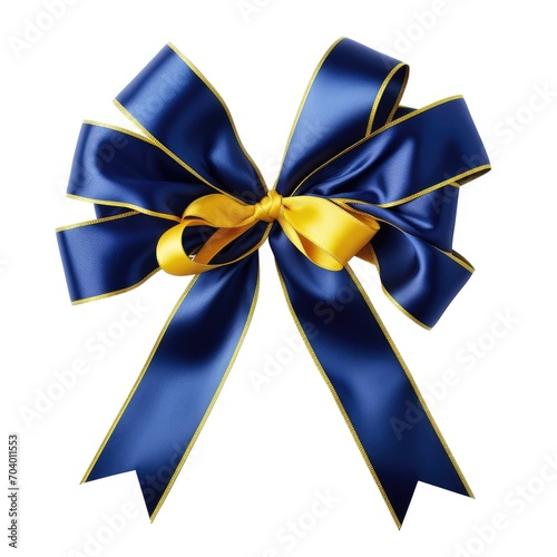 a royal blue ribbon tied in a bow
