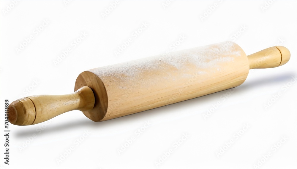 wooden rolling pin isolated on white background the dough rolling concept wooden kneading stick isolated on white background