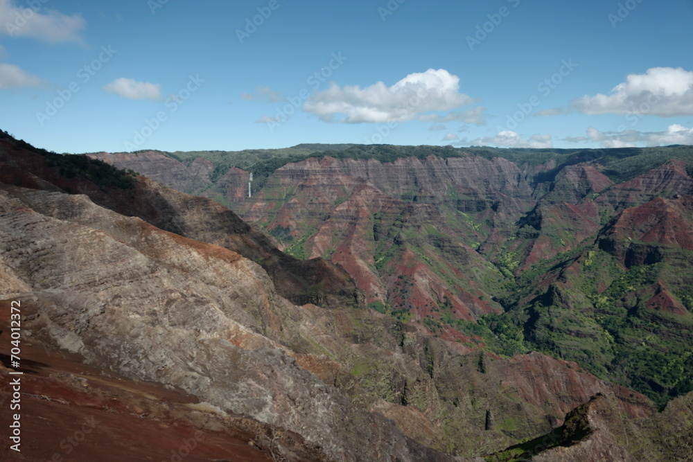 Colorful cliffs of Waimea canyon on the island of Kauai