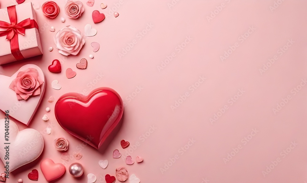 Valentine's Day background with a pastel pink color, copy space. Generative AI
