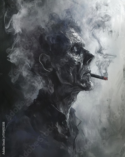 scary illustration of a smoking man