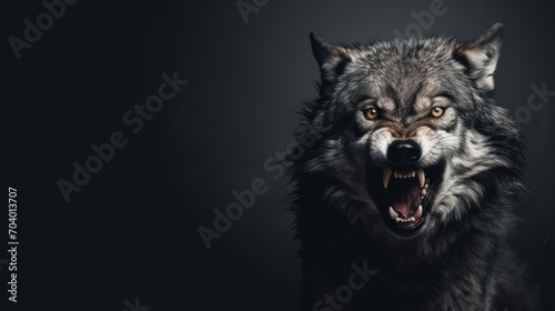  a close up of a wolf's face with it's mouth open and it's mouth wide open, with it's mouth wide open wide open. © Shanti