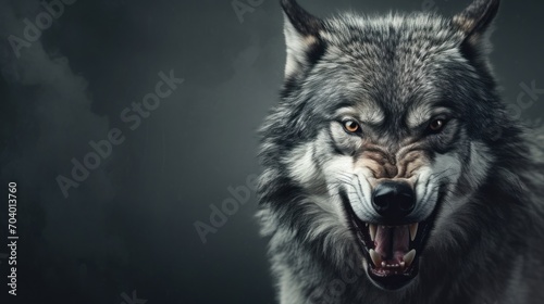  a close up of a wolf's face with it's mouth open and it's mouth wide open with it's mouth wide open and it's mouth wide open. photo