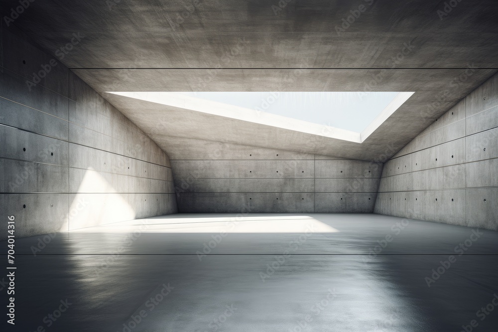 3d render of abstract modern architecture with empty concrete floor