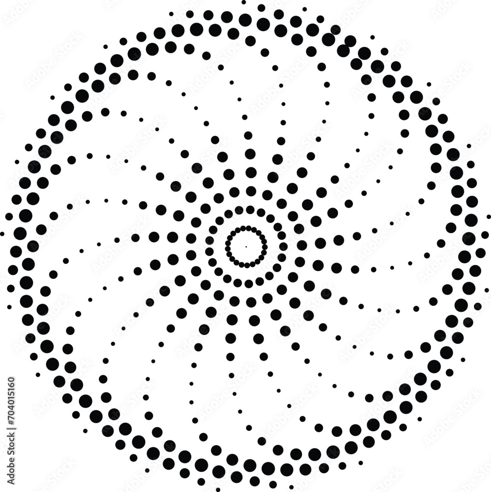 Spiral dotted sun pattern isolated on white background vector illustration