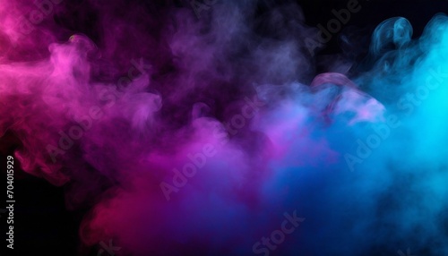 multicolored thick smoke blue and purple neon on a black background ai