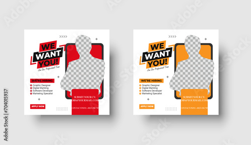 We are hiring job vacancy social media post or square web banner template design
 photo