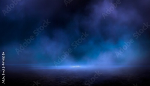 empty night gloomy scene moonlight rays blue neon smoke smog ai generation