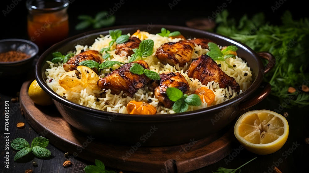 Chicken kabsa. Arabian national dish