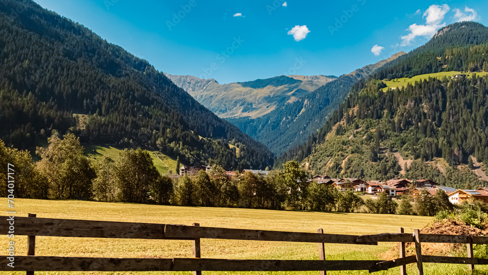 Alpine summer view near Neustift, Stubaital valley, Innsbruck, Tyrol, Austria Alpine summer view near Neustift, Stubaital valley, Innsbruck, Tyrol, Austria