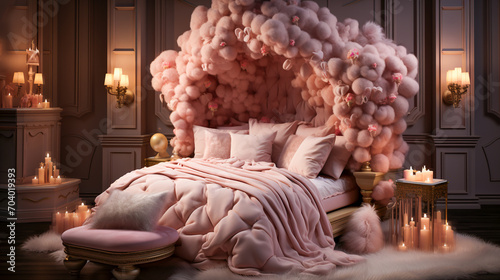 Pink Fantasy Haven. Fantasy Fairytale Bedroom. Girly Glamour Sanctuary.