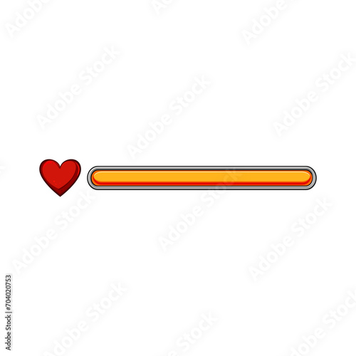 loading health bar cartoon. hemeter 8bit, load arcade, progress videogame loading health bar sign. isolated symbol vector illustration