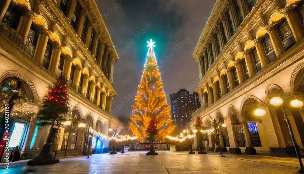 chicago s glowing christmas tree illuminates historic michigan avenue alongside ancient chinese temple architecture