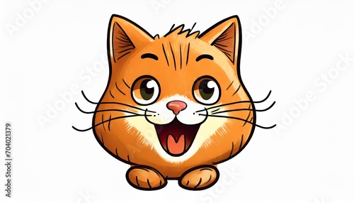 cute red cat shows joyful delighted emotion wow cat character hand drawn style sticker emoji