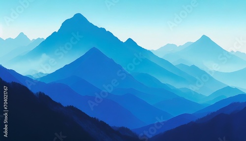 abstract blue landscape mountains illustration scenery desktop wallpaper background ai generated © Slainie