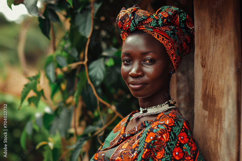Fototapeta premium Portrait of African woman in the traditional dress