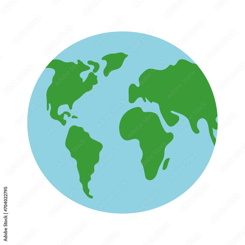 Planet Earth isolated on white background in flat style.