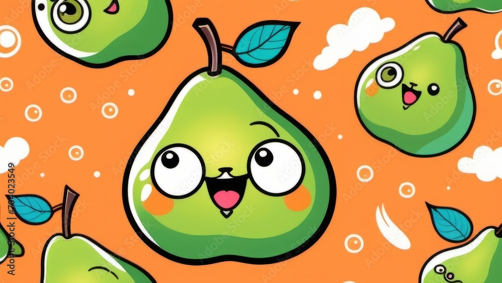 Naklejka premium funny pears with eyes ai generated