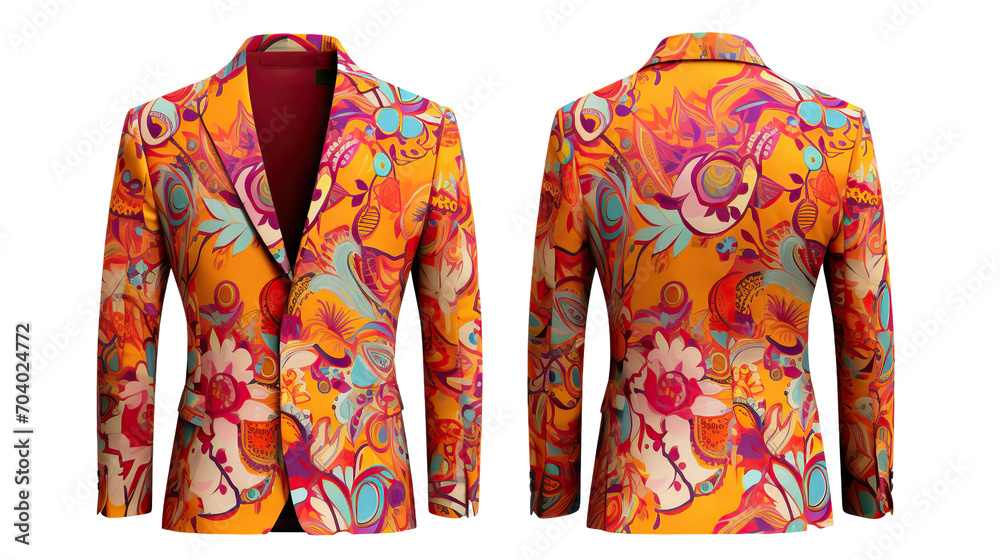 Obraz premium Vibrant suit with motley pattern, mock up set, cut out