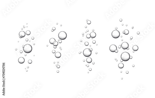 Vector set of fizzy drink isolated on white background. Air bubbles texture. 