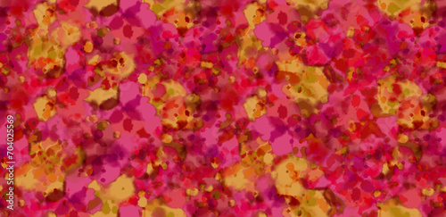 Simple Seamless Pattern With Pink, Red and Orange Blurred Spots. Watercolor Painting-like Repeatable Print. Creative Blurry Abstract Geometric Pattern with Chaotic Splashes and Splatters. © Magdalena