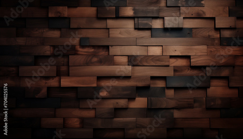 Background of dark wooden rectangular blocks with natural texture and grain  design wallpaper  poster  banner