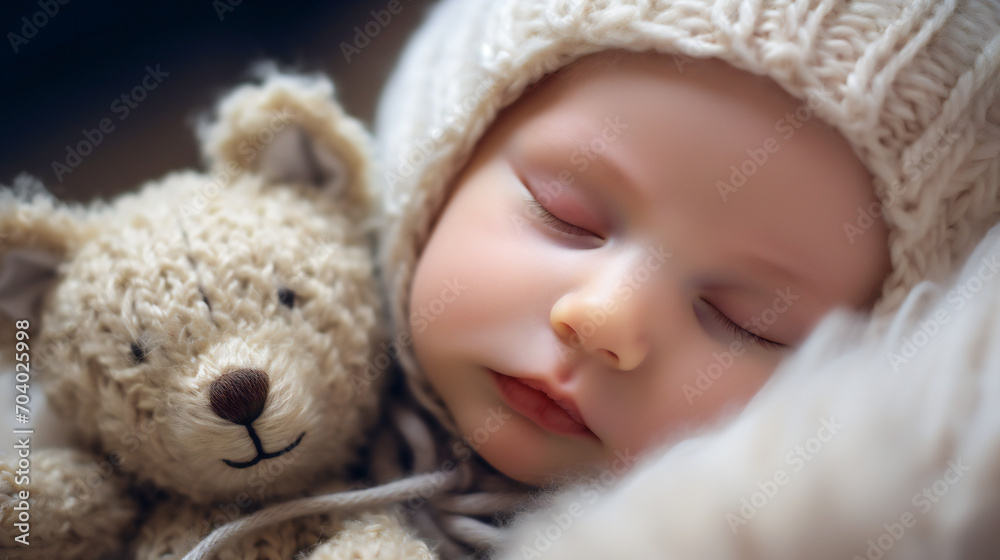 Close-up portrait of a newborn sleeping baby Close-up portrait of a newborn sleeping baby