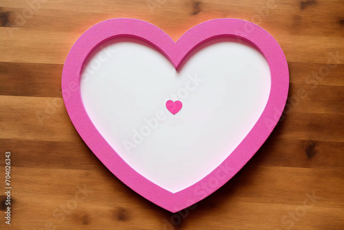 Heart shaped frame on a wooden floor with space for your text.