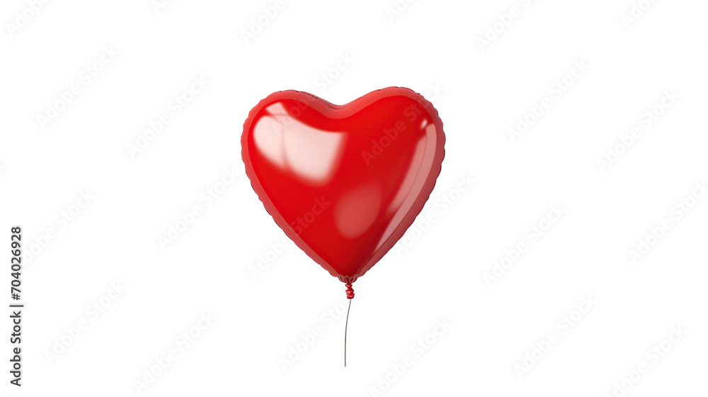Red heart balloon on transparent background