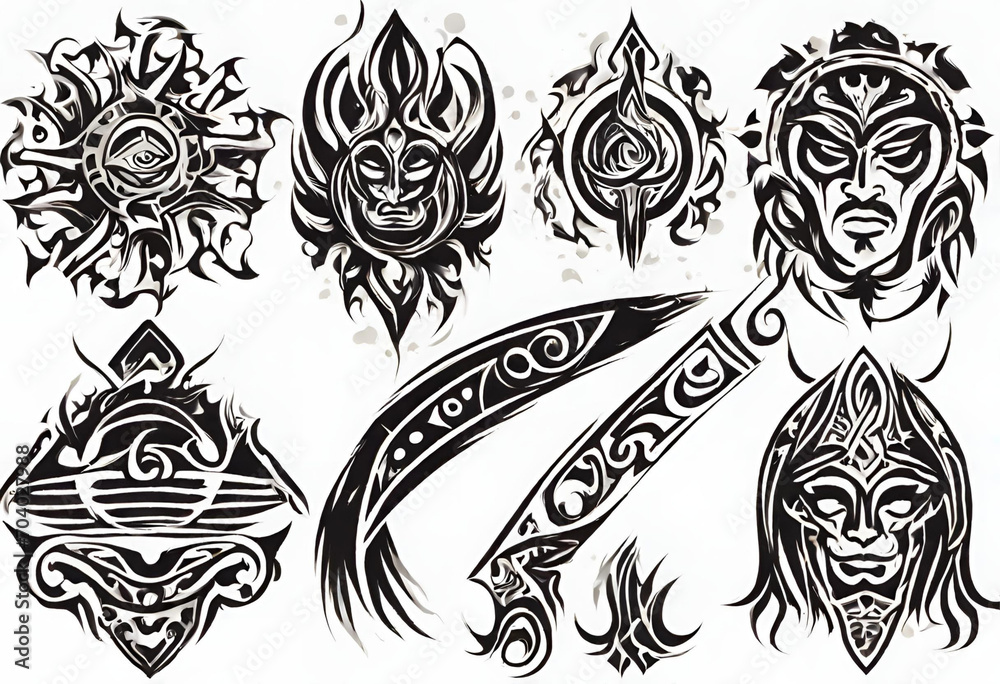 Background skull tattoo vector illustration symbol tribal art head design Background skull tattoo vector illustration symbol tribal art head design