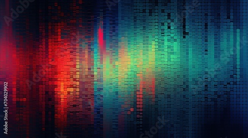  a multicolored image of a wall with a lot of lines coming out of it and a red  green  blue  and yellow light coming out of the wall.