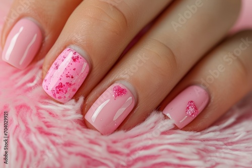 Valentines day pink nail art