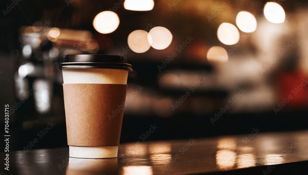 coffee cup on counter with cafe background. Ideal for cafe design mockups coffee cup on counter with cafe background. Ideal for cafe design mockups
