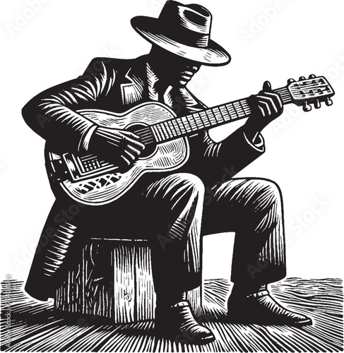 Vector Illustration of a Blues Musician