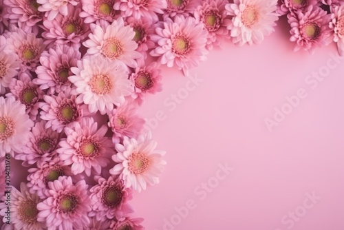  pink flowers on a pink background with a place for a text or an image to put on a card or brochure or a gift card or other item.