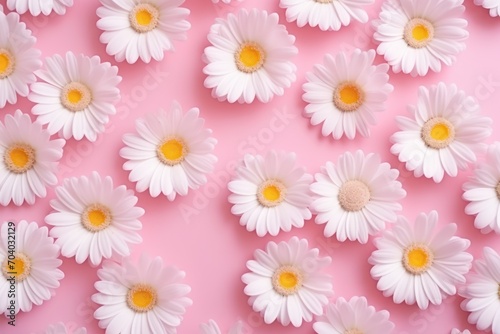  a bunch of white daisies on a pink background with space for a text or an image to put on a greeting card or a greeting card or brochure.
